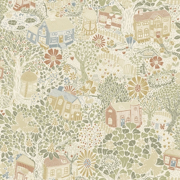Manhattan Comfort Gainesville Bygga Bo Neutral Woodland Village 33 ft L X 209 in W Wallpaper BR4111-63001 - main